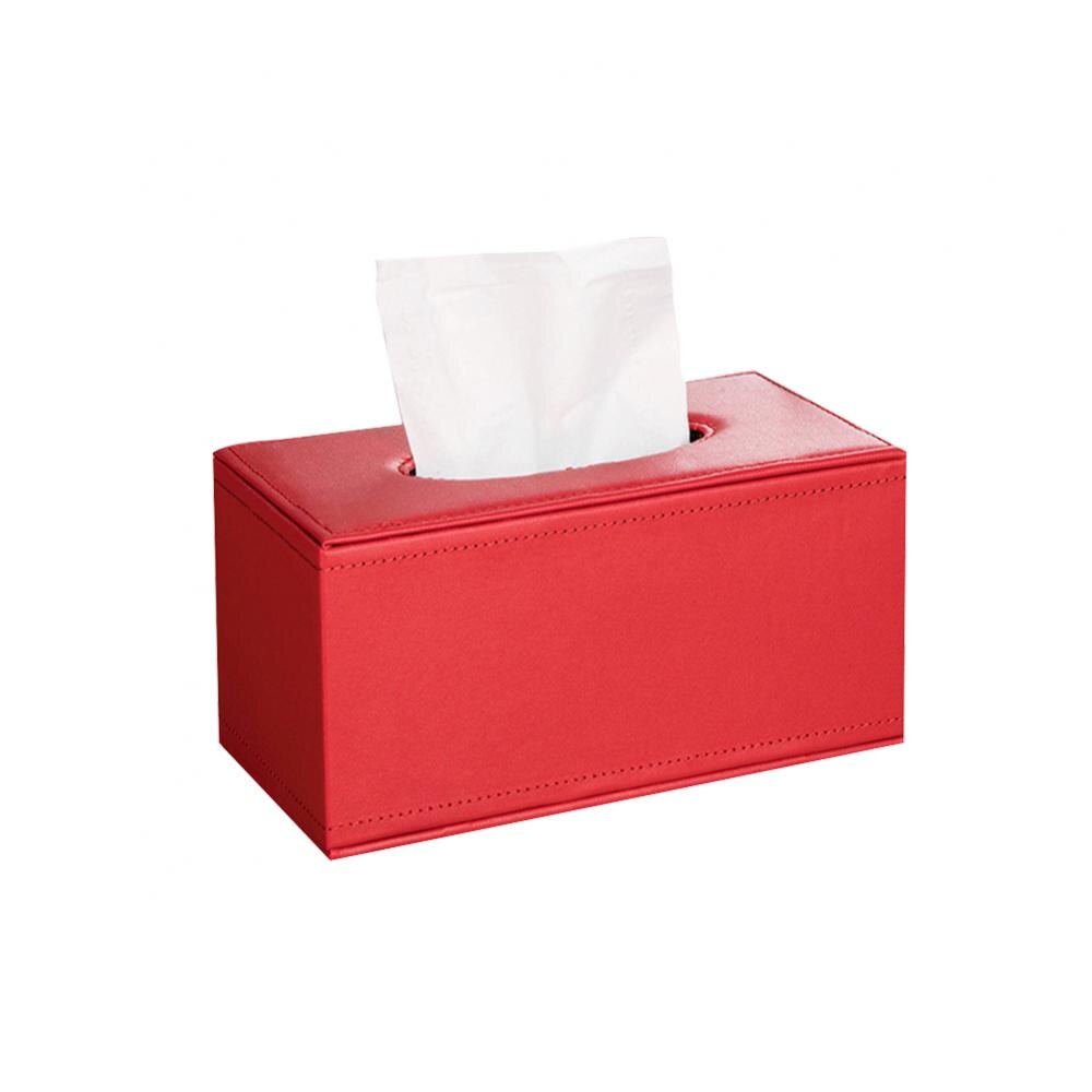 Household Faux Leather Tissue Box Car Tissue Paper Holder Storage Case Hotel Restaurant Paper Towel Dispenser: Red Medium