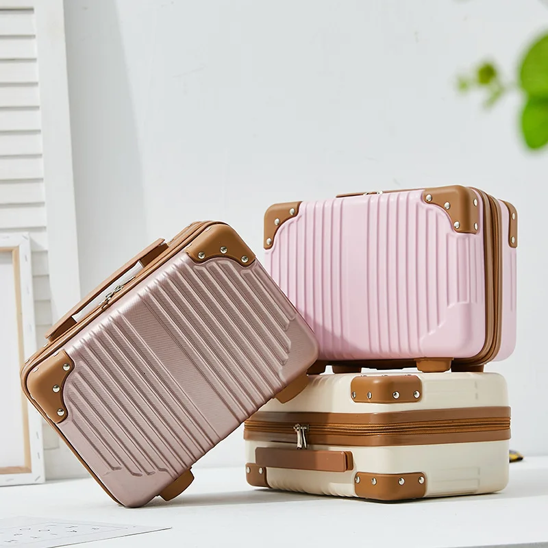 Mini Luggage 14 Inch Small Lightweight Makeup Travel Suitcase for Students Portable Durable Handheld Carry-On Bag