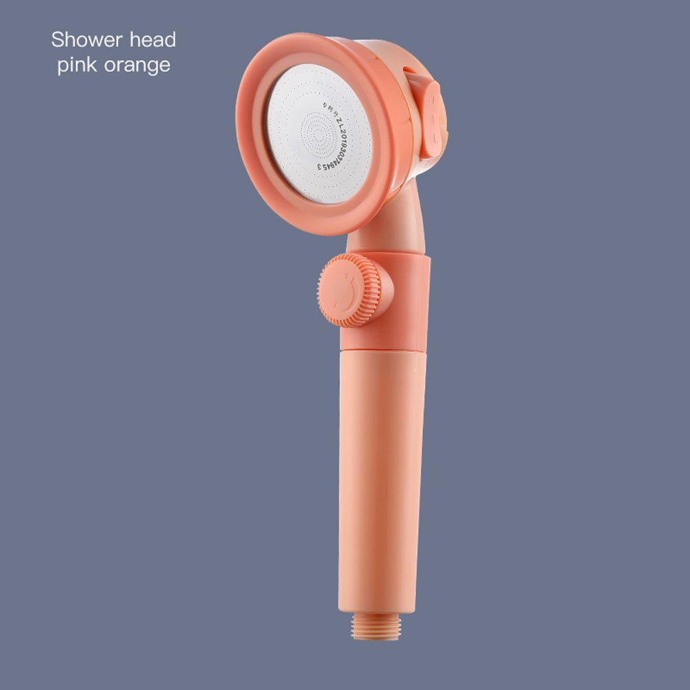 Pressurized Shower Head High Pressure Water Saving Perforated Free Bracket Hose Adjustable Bathroom Accessories Shower Set: Orange suit 1
