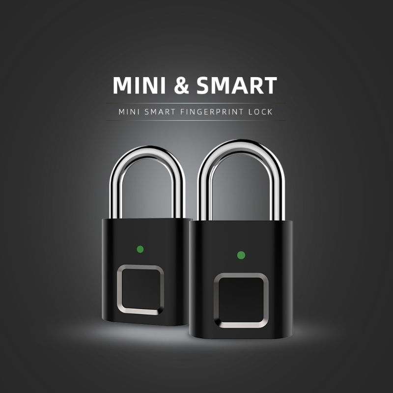 Mini Smart Biometric Thumbprint Door Padlocks Rechargeable Door Lock Fingerprint Smart Padlock USB Keyless Quick Unlock