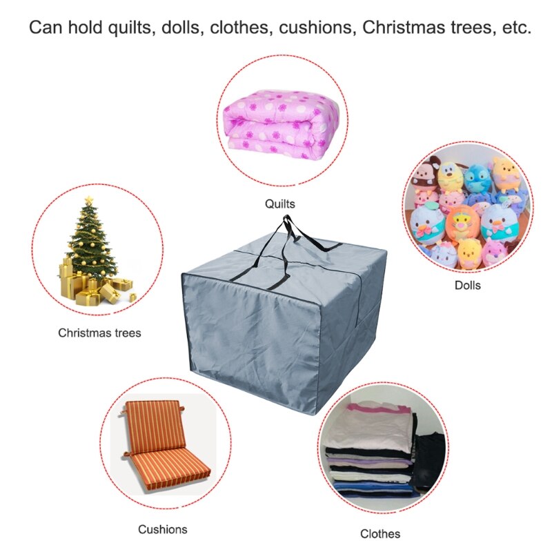 Bolsa de almacenamiento de cojín cuadrado, funda protectora con cremallera para muebles de jardín, asiento, funda de transporte, árbol de Navidad