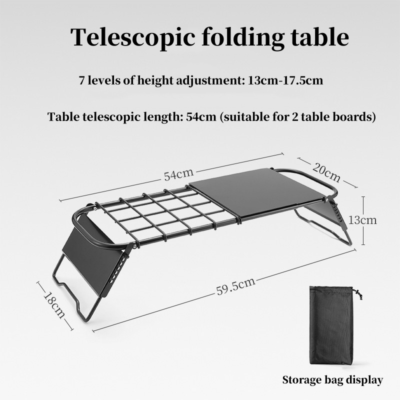 Outdoor telescopische campingtafel Opvouwbaar mini-kachelrek In hoogte verstelbare klaptafel Multifunctionele draagbare roostertafel: Deep Purple