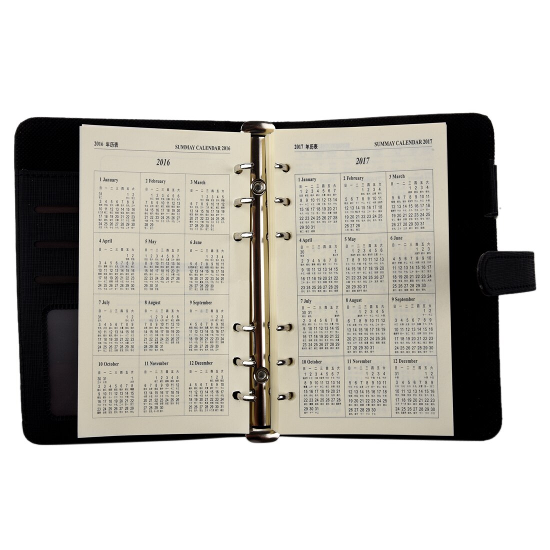 Pocket Organiser Planner Leather Filofax Diary Notebook Black