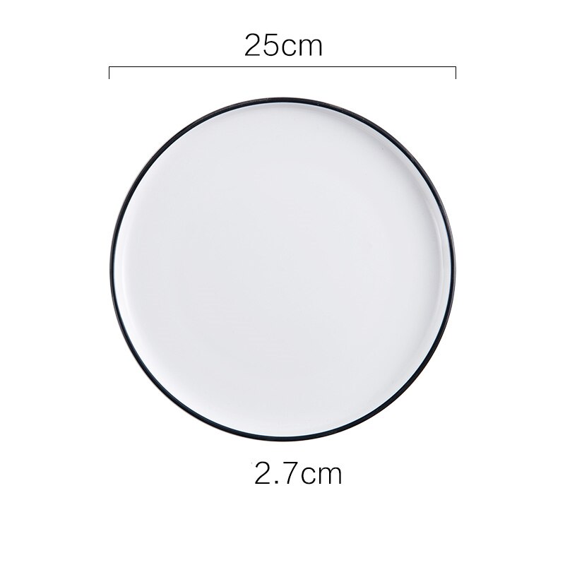 Assiette à Steak en céramique blanche et noire, bordure occidentale, nordique sous glaçure, vaisselle Plate créative, plateau de rangement de desserts de Restaurant: B 25x25x2.7cm