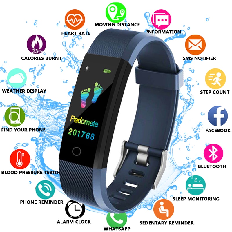 Fxm Slimme Horloge Mannen Gezondheid Monitor Hartslag/Bloeddruk/Stappenteller Bluetooth Waterdichte Sport Armband