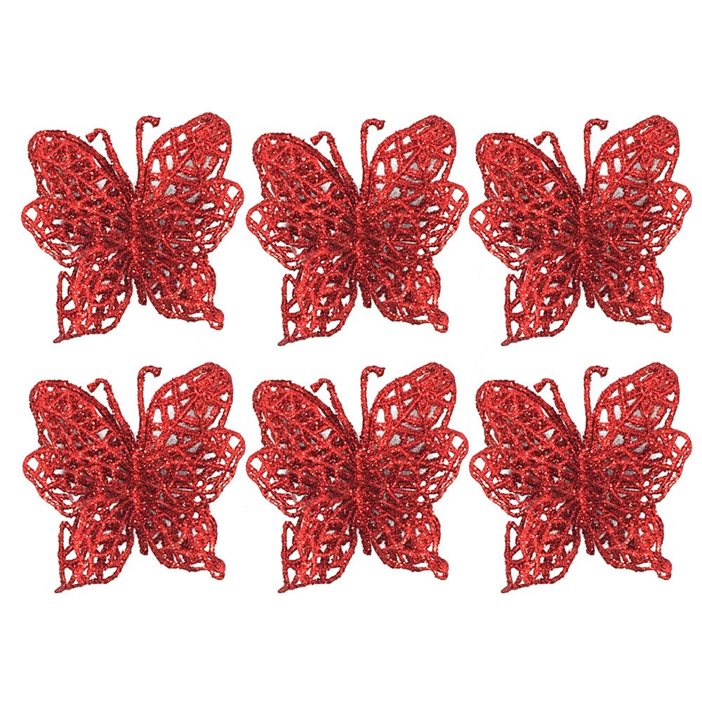 6 stuks Kerst Vlinder Decoraties 3D Kerstboom Ornamenten Bruiloft Decoraties Ambachten voor Kind 11.1