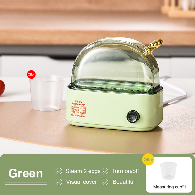 Aquecedor elétrico multifuncional para ovos, desligamento automático, mini caldeira de ovos, vaporizador de alimentos, poacher, café da manhã, máquina de cozinhar: Verde