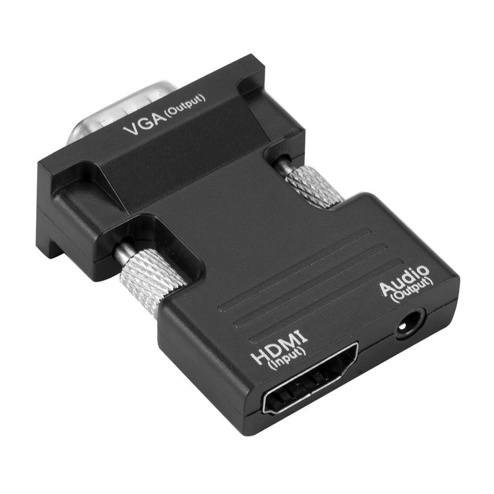 HDMI Female to VGA Male Converter Support HDCP 1 / 1.1 / 1.2 with Audio Cable Support 1080P Signal Output for Computer Set-top B