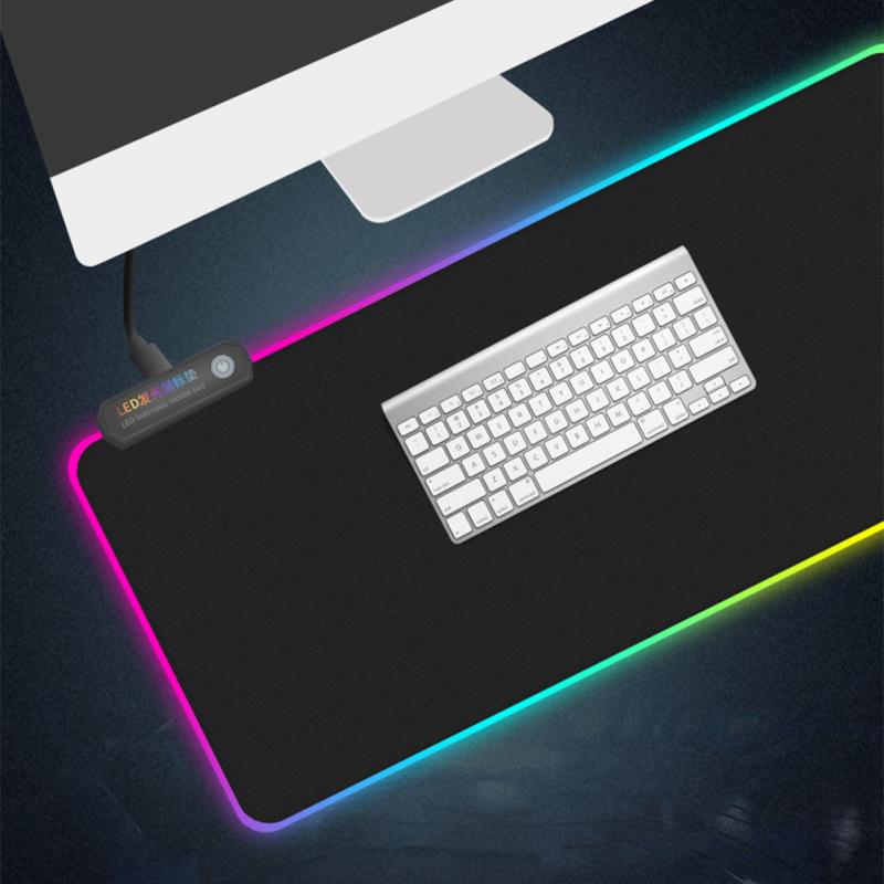 Seven-color RGB LED Light Mouse Pad RGB Keyboard Cover Desk-mat Colorful Surface Mouse Pad Waterproof Oversized Mousepad