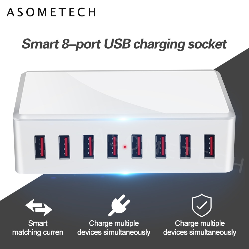 40W 8 porte caricatore USB adattatore HUB stazione di ricarica presa caricatore del telefono per iPhone 6 7 8 Samsung Xiaomi Huawei US EU UK AU Plug