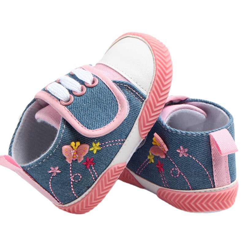 Baby Baby Athletic Crib Schoenen, Leuke Vlinder Bloemen Borduurwerk Anti-Slip Eerste Wandelaars Schoenen Voor Meisjes: 2 / 12