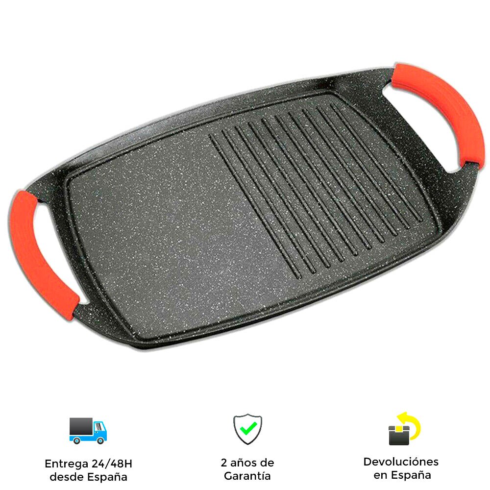 Keuken Ijzer, Stone Bekleding, Gegoten Aluminium, Tough, Duurzaam, Non-stick, Inductie, siliconen Handgrepen, 2 Maten Te Kiezen, Schoonmaken, Uniform Warmte, Grill, Keuken Ijzer