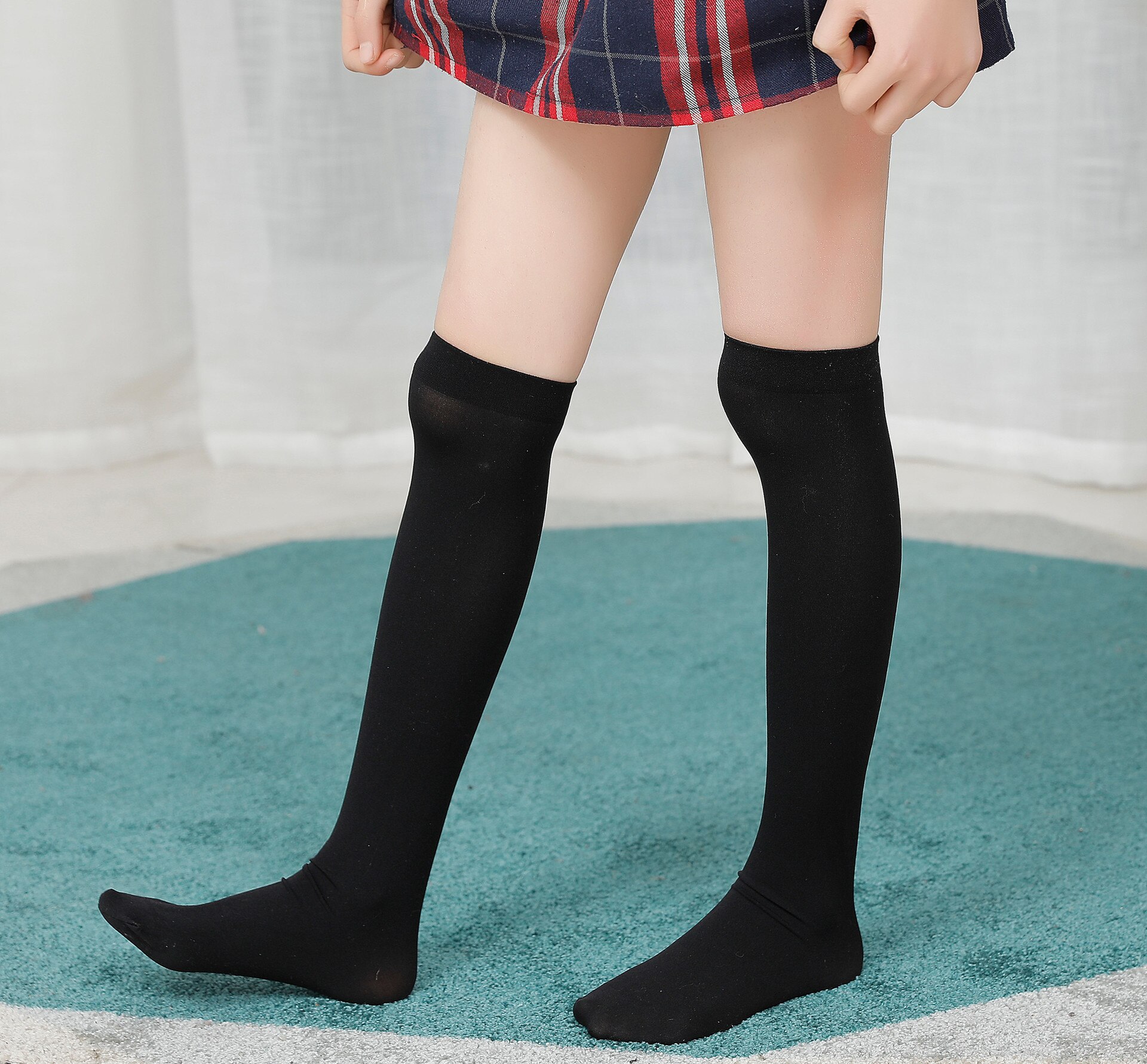 Studerendes knæstrømper til piger scene børn piger forestillinger hvide sokker fodbold baby tøj pige alder 1-14 år: Sort / 4t-8t