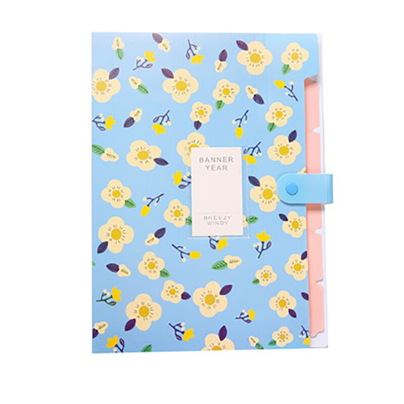 Floral 6 into the student file cover clamp small and pure and fresh data folder organ office stationery paper bag: Blue flower