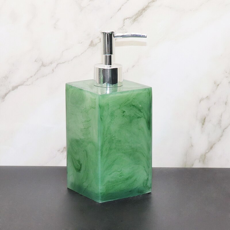 Ensemble d'accessoires de salle de bain vert Texture émeraude, fournitures de bain Imitation Jade, distributeur de savon Portable, tasse de bouche, outils de bain en résine: Lotion bottle C