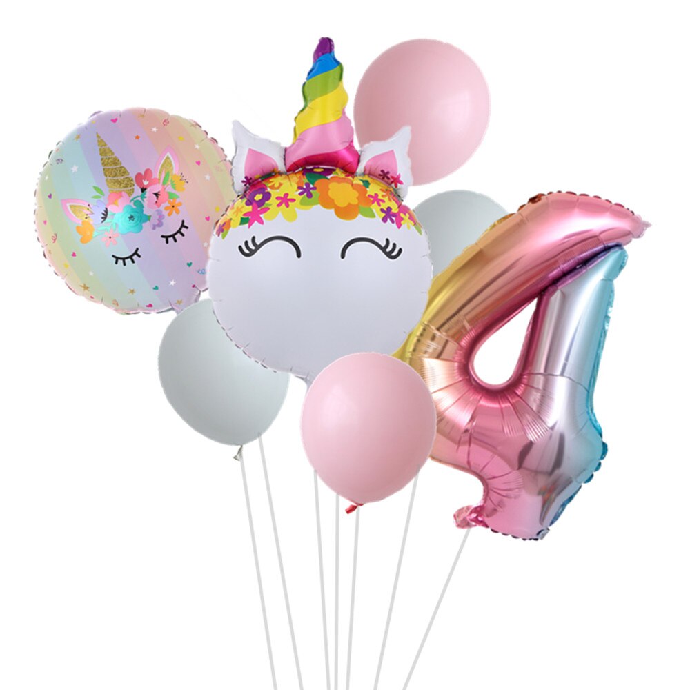 Enhjørning ballon til fødselsdagsdekorationer børn enhjørning fest tema bryllupsballoner legetøj fødselsdag dekoration nummer ballon: Enhjørning 4