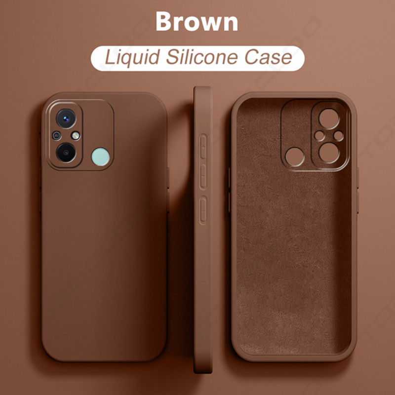 Luxe originele zachte hoes van vloeibaar siliconen voor xiaomi redmi 12c , redmi 12c red  mi 12c global version 12 c hoesje: Lichtbruin