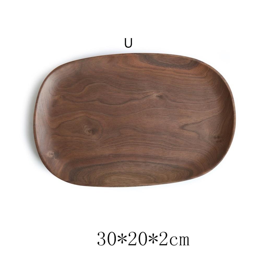 Irregular Solid Wood Plate Black Walnut Wood Pan Sturdy Natural Party Tableware for Salad Dessert Dinner Fruit Tea: U