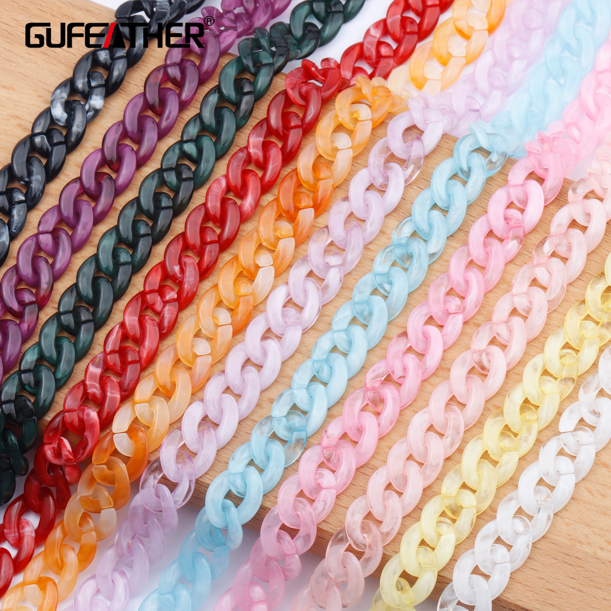 GUFEATHER C111, accessori dei monili, catena di fai da te, materiale plastico, fatto a mano, di fascini, monili che fanno, fai da te collana del braccialetto, 1 m/lotto