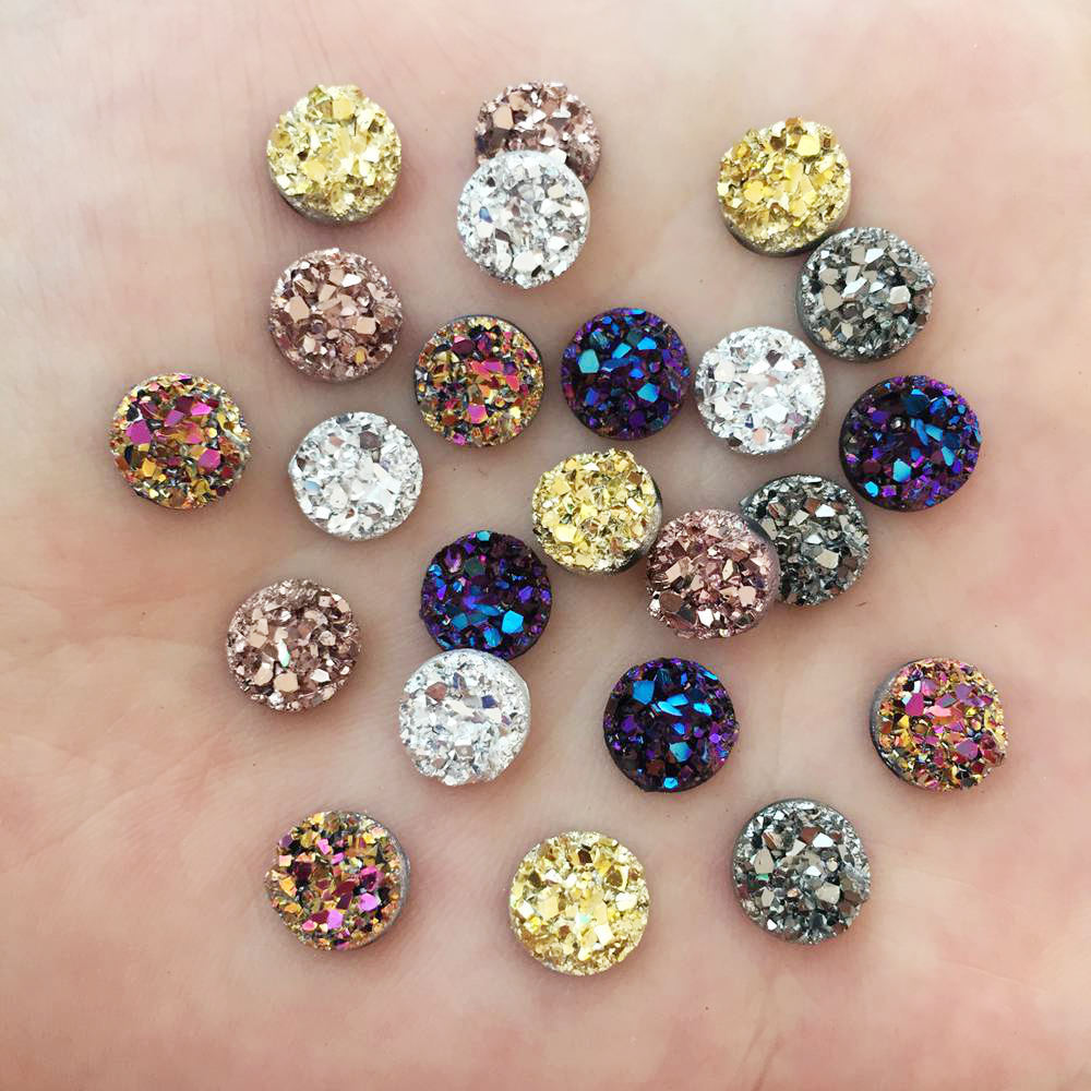 120 pcs AB Resin Bling Onregelmatigheid oppervlak Erts crystal 8mm Ronde plaksteen rhinestone Ornament DIY Wedding applicaties craft SW72 * 3