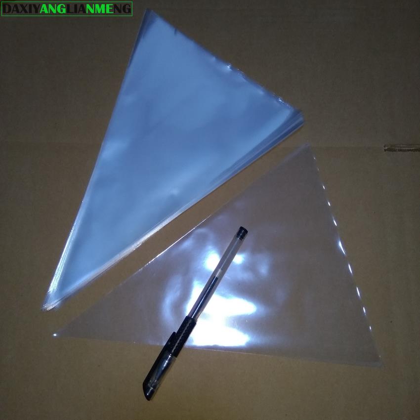 Sacs Cellophane transparents 200x taille: sac d&#39;emballage en plastique en forme de cône triangulaire Opp, poinçon de poche et Sandwich