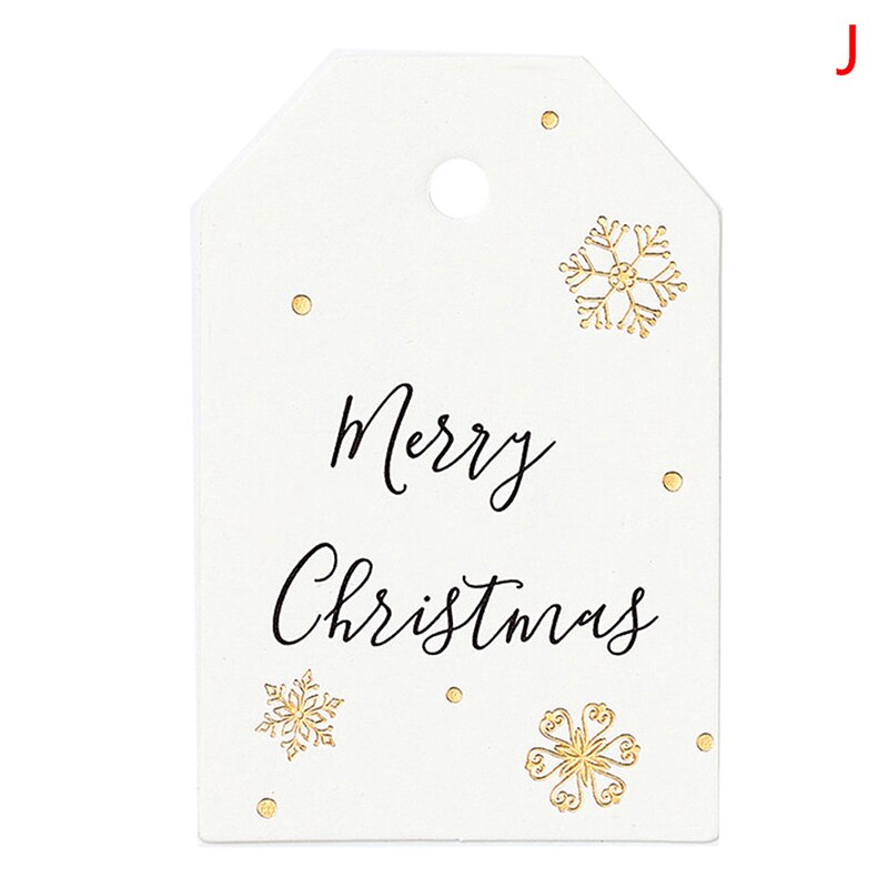 100Pcs Vrolijk Kerstfeest Diy Kraft Tags Etiketten Cadeaupapier Hang Tags Kerstman Papier Kaarten Xmas Party Supplies: J