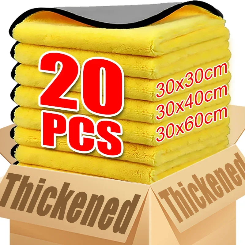 Paños de microfibra gruesos para coche, toallas de limpieza de secado y lavado de doble cara, herramientas limpiadoras de trapos de toalla con detalles automáticos,