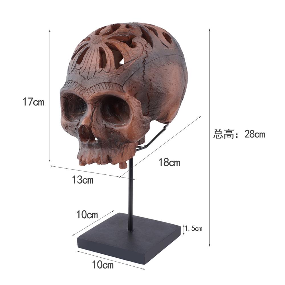 HeyMamba Resin Human Head Skull Statues Display Skeleton Skull Sculpture Halloween Home Bar Decoration: Default Title