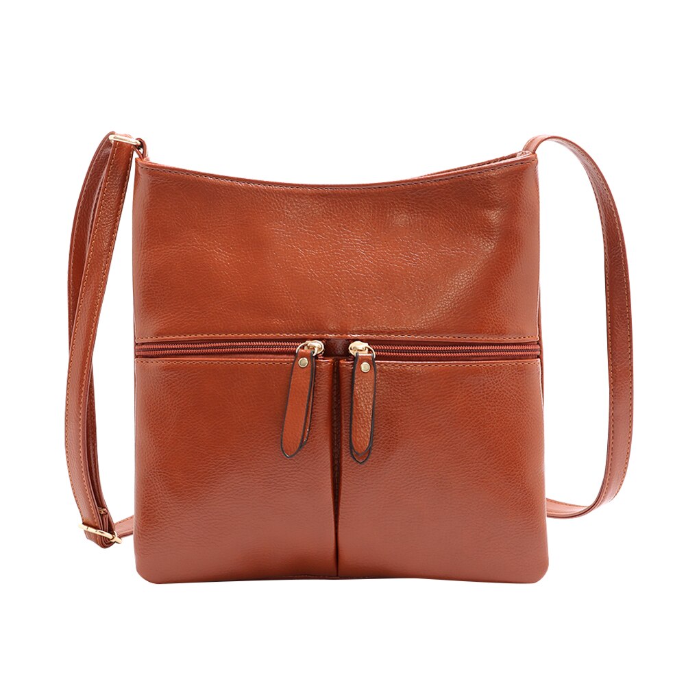 Frauen retro Crossbody Schulter Tasche Einfarbig PU Leder Bote Große Kapazität Weibliche Täglichen Reise Handtaschen: Braun
