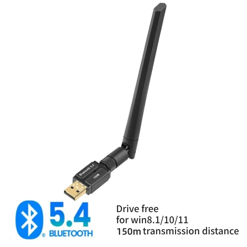 USB Bluetooth 5.4 Receiver Transmitter Free Driver Audio Dongle Bluetooth Adapter for PC Windows 11/10/8.1 Home Mouse Keyboard: black
