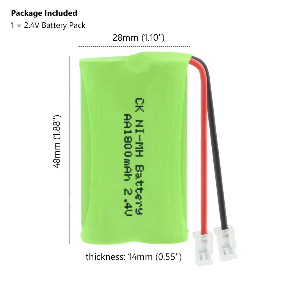 2.4V 1800mAh 2*AA Cells Rechargeable Ni-MH Battery Pack Universal Connector 1800mAh Rechargeable Ni-MH AA 2.4V Battery Pack