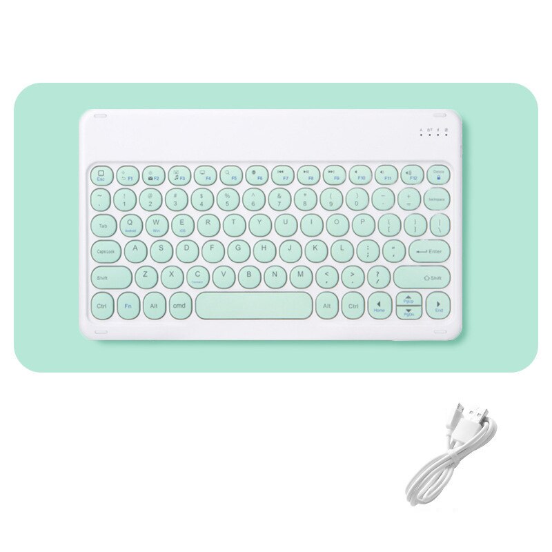 Teclado de 10 pulgadas para teléfono, PC, tableta, Huawei, Samsung, Xiaomi, compatible con Bluetooth, iPad Pro 11, 12,9, , Air 4: round green