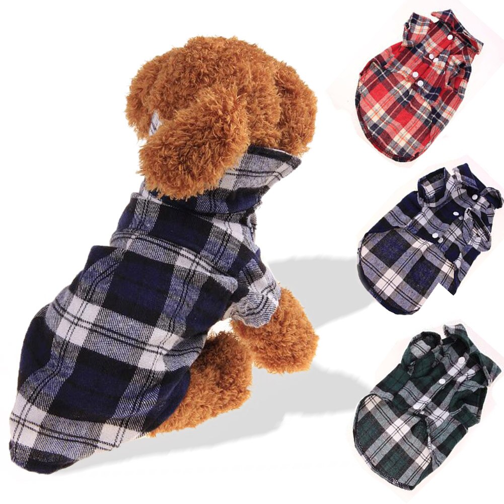 Plaid Dog Shirt Casual Puppy Clothing Short Sleeve T-shirt For Small Medium Dog Costume Pet Supplies