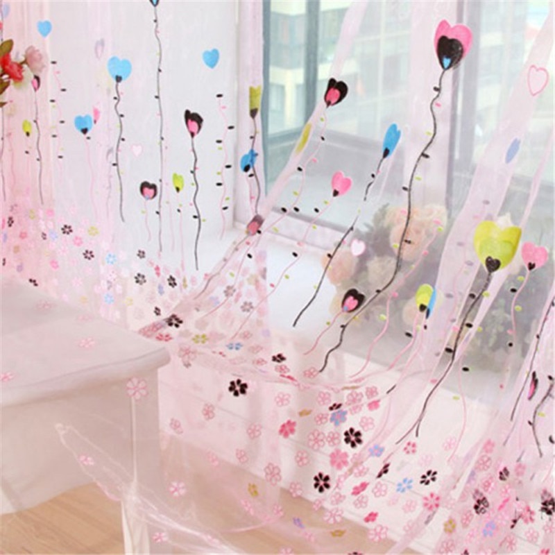 Ballonmønster blotte gardiner til vuggestue stanglomme vinduesgardiner voile tyl til soveværelse stue