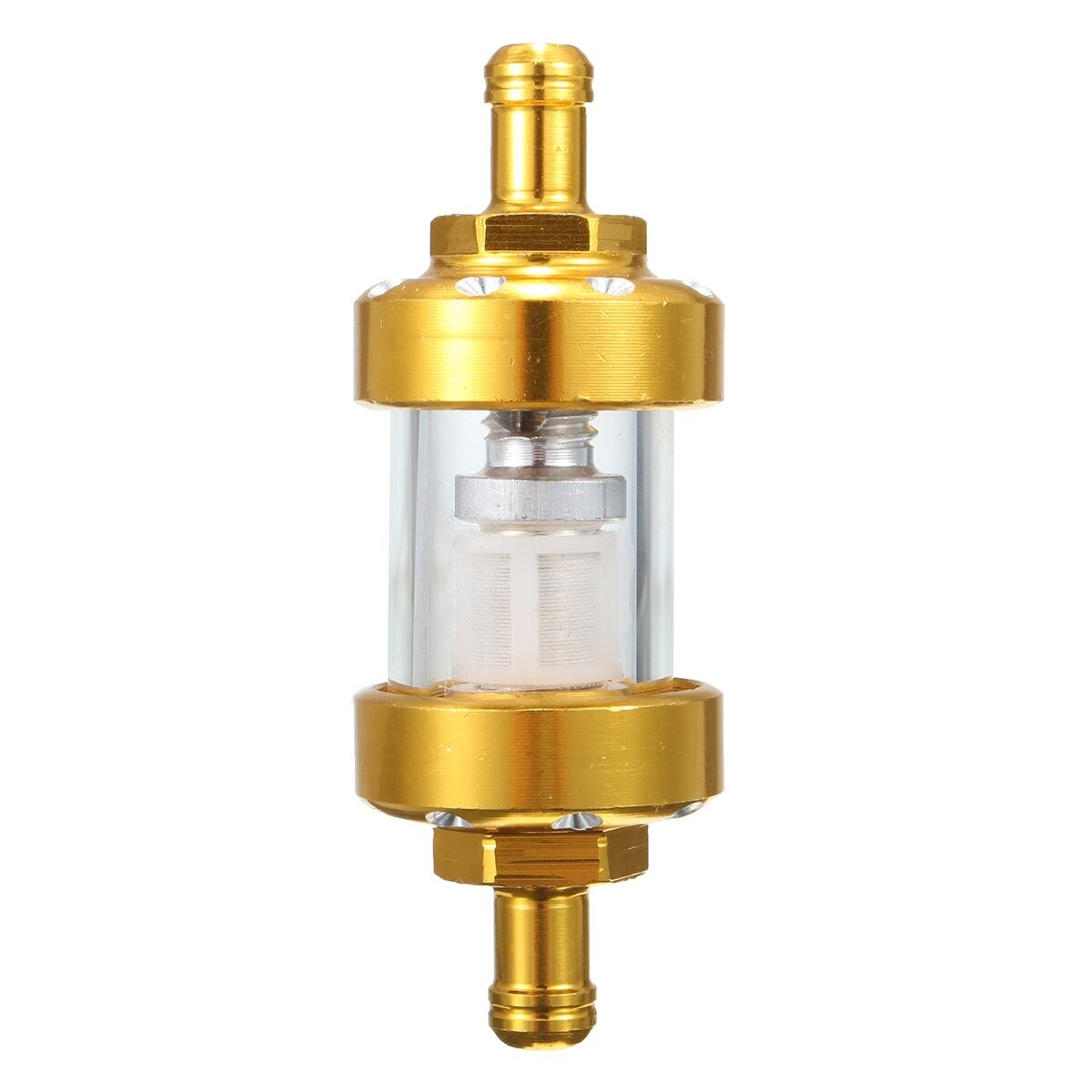 Filtro de combustible para motocicleta 1/4 ''6mm filtro de combustible transparente en línea corto filtro de combustible aleación de aluminio filtros de Auto 69mm de largo: Dorado