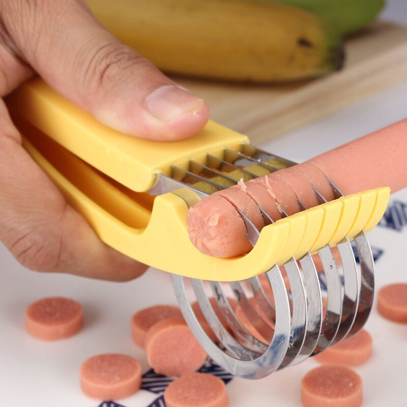 Keuken Accessoires Banana Slicer Fruit Groente Worst Slicer Rvs Banana Cutter Salade Ijscoupes Tools Koken