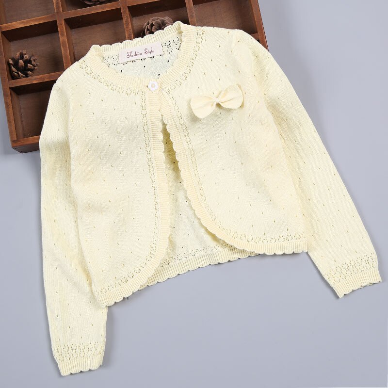 bébé filles Cardigan pull à manches longues gris Bow coton bébé filles manteau pour 1 2 ans bébé vêtements RKC175024: YELLOW / 24M