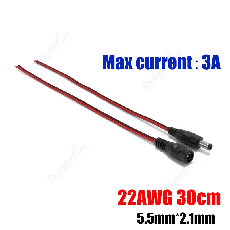 Cable de alimentación CC pelado 22 20 18 AWG macho hembra 12V adaptador conector Pigtail de repuesto para altavoz tira LED cámara CCTV