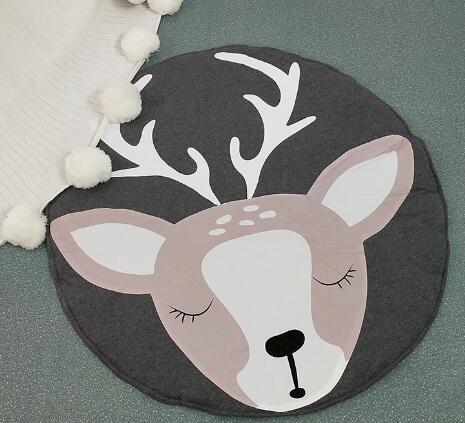 Monkey Baby Play Mats Kids Crawling Carpet Floor Rug Baby Bedding Rabbit Blanket Cotton Game Pad Children Room Decoration: deer