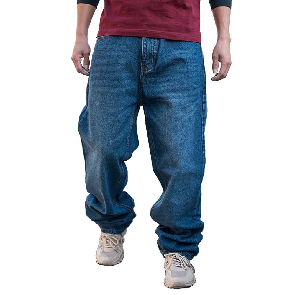 Harén de hip hop para hombres Casual Denim Pantalones suelto holgado Pantalones rectos azul de talla grande Streetwear Jeans ropa para hombres