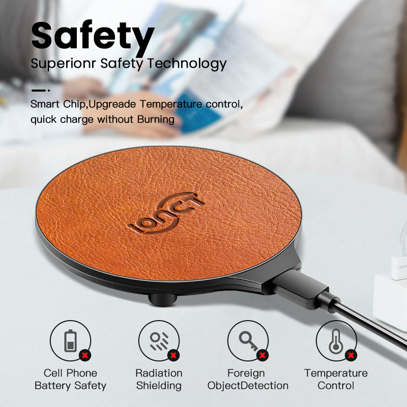 iONCT 10W Fast Wireless Charger for iPhone 11 pro X XR XS qi wirless Charging for Samsung phone USB charger wireless leather pad