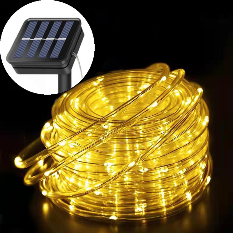5M/10M/20M Solar LED Lichtslingers Fairy Tube Light String Outdoor Waterdicht 8 Modus voor Huis Tuin Patio Kerst Bruiloft Decor: Warm White / 0-5W
