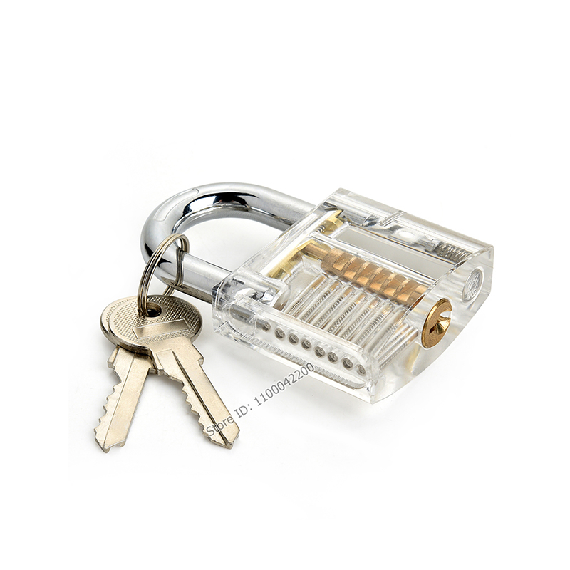 3 In 1 Set Locksmith Tools Practice Transparent Lock Kit With Broken Key Extractor Wrench Tool Removing Hooks Hardware: Only White Lock