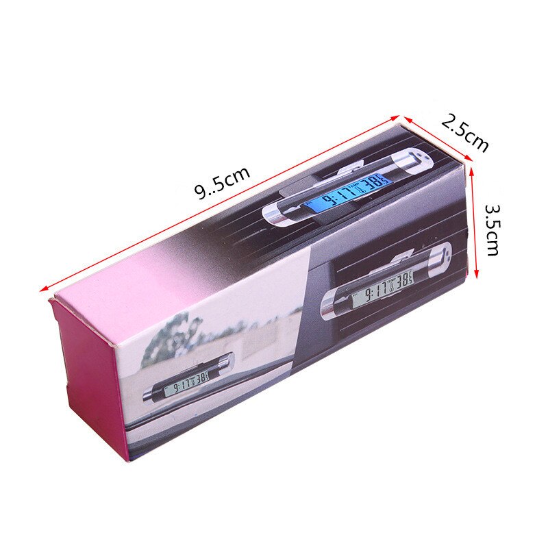 Portable Car Digital Clock & Car Thermometer 2 In 1 Digital Display Car Clock Thermometer Automotive Blue Backlight With Clip