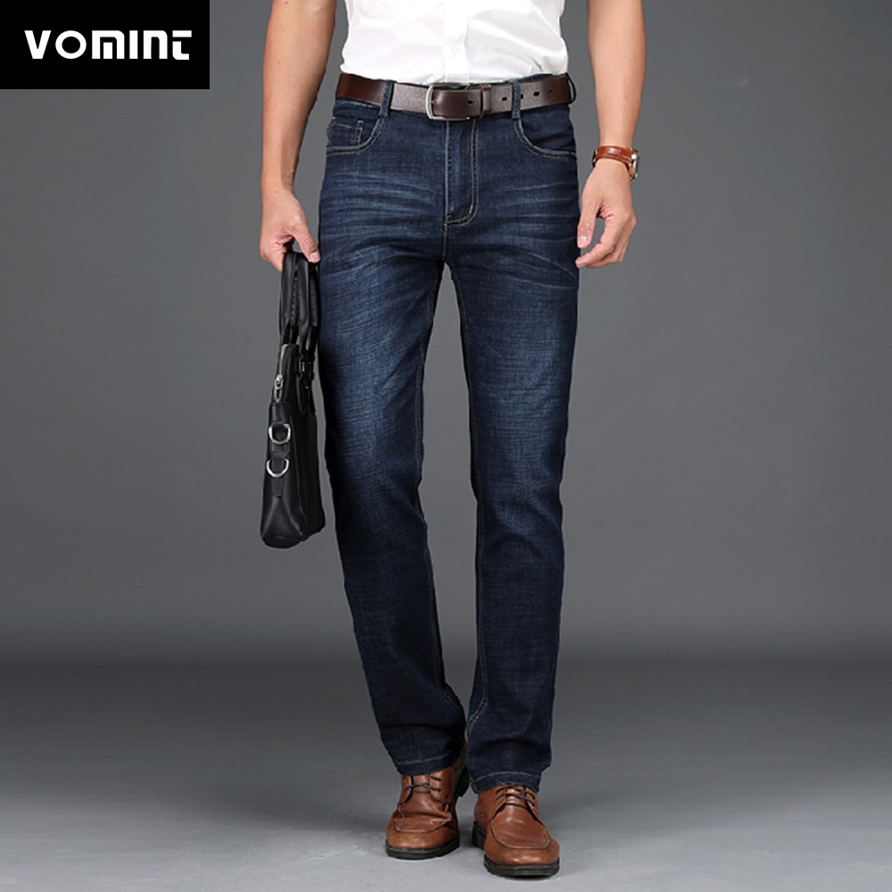Vomint menn business jeans klassiske våren mannlige vanlig straight stretch merke dongeribukser sommer overall slim fit bukser