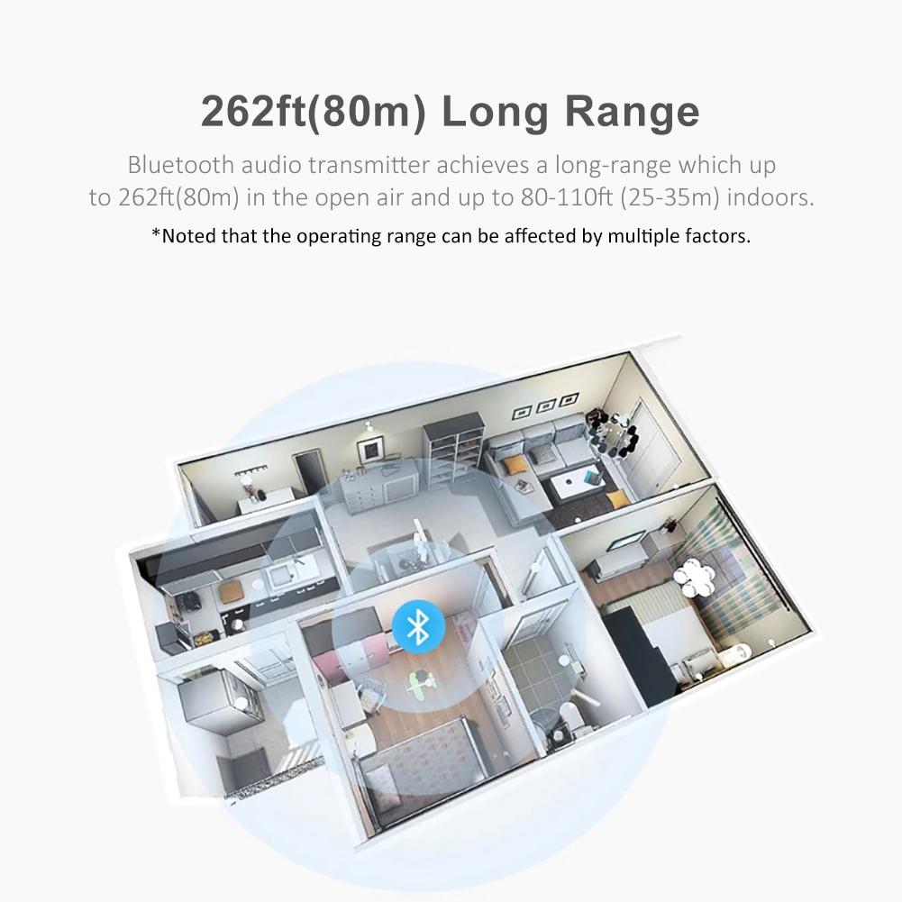 2 In1 80M Range Bluetooth 5.0 Receiver Transmitter CSR Aptx Audio Adapter 3.5mm Audio TX RX RCA USB Wireless Dongle For TV PC