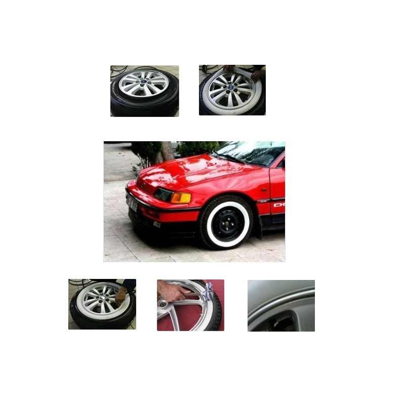ATLAS PORT-A-WALL-Juego de embellecedor de llanta de pared blanca, conjunto lateral de 4 Topper de pared estándar para coche, goma Rin