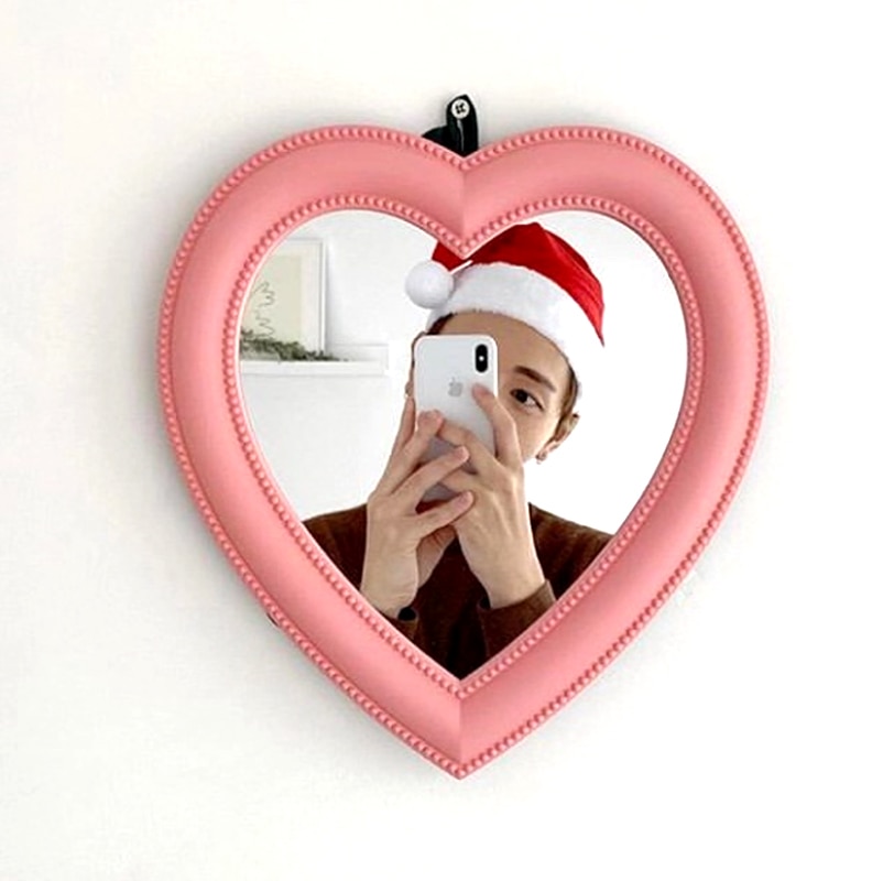 Ins Liefde Spiegel Desktop Spiegel Muur Make-Up Spiegel Gemonteerd Tweeërlei Gebruik Meisje Kamer Wanddecoratie Hartvormige spiegel
