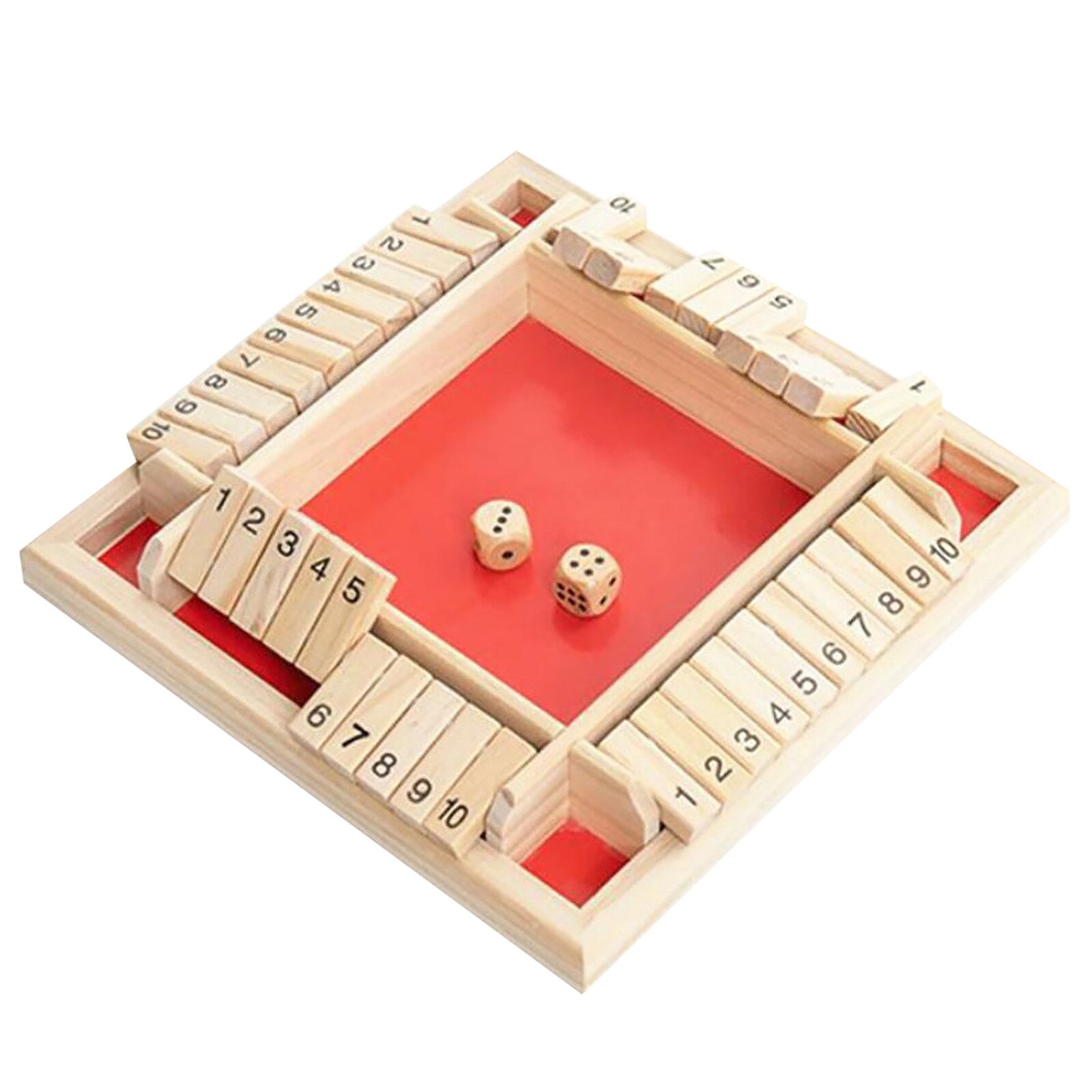 Children Traditional Four Sided Wooden 10 Number Pub Bar Board Dice Game For Shut The Box Wooden Memory Game Educational Toys: D