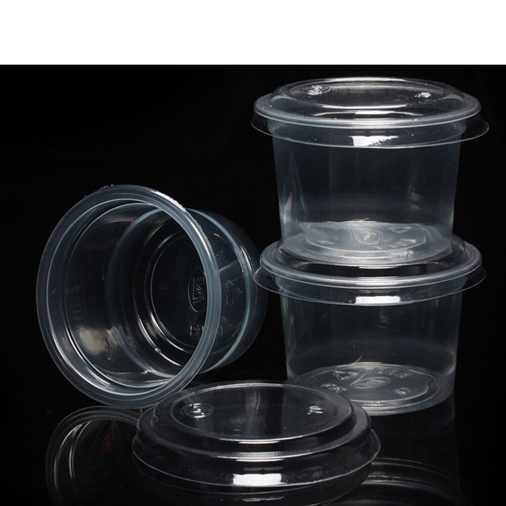 100Pcs 1Oz Wegwerp Portie Cups Clear Gedeelte Container Met Deksels Voor Jelly Yoghurt Mousses